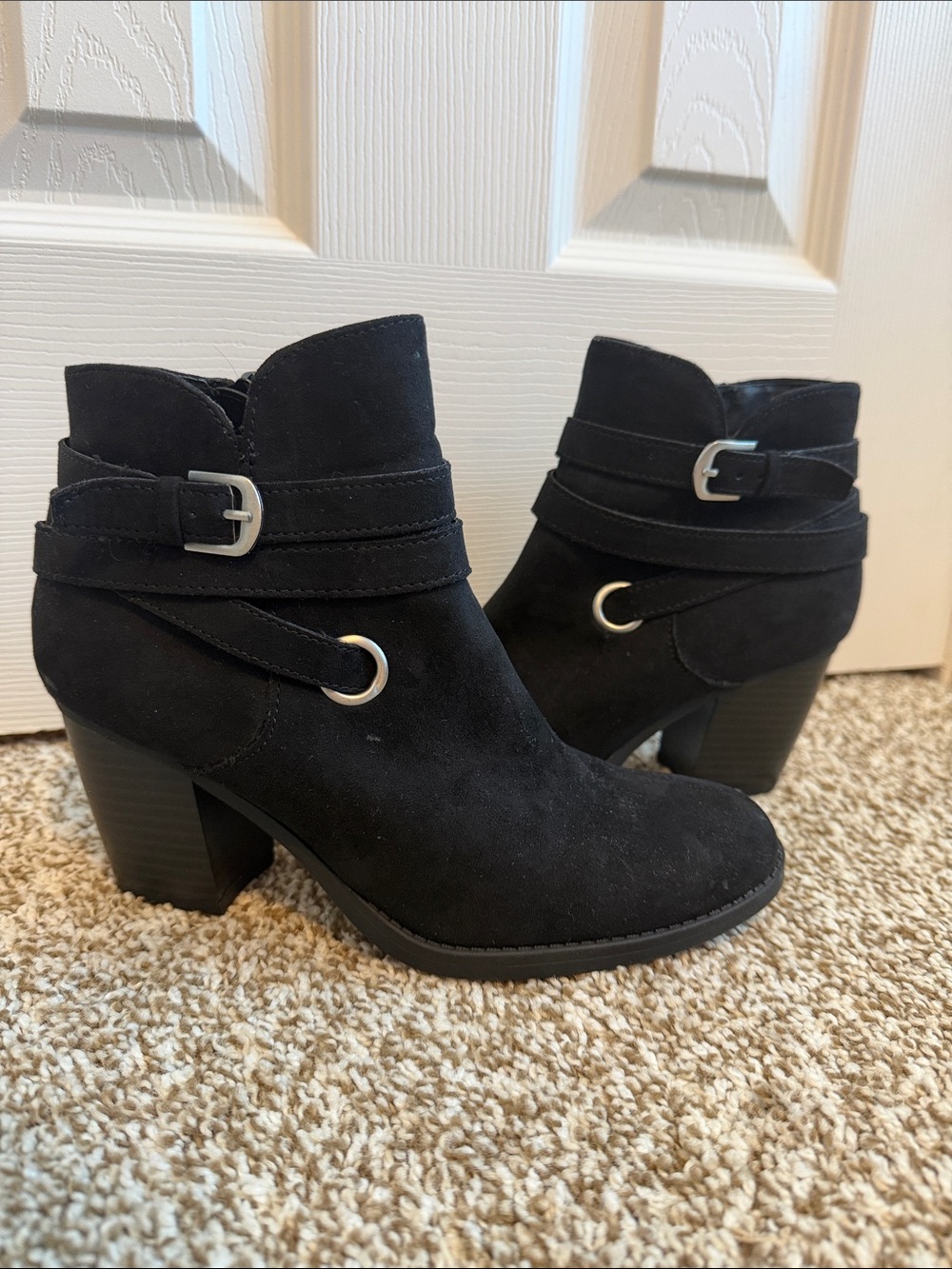 Style & Co. Black Suede Ankle Booties with Buckle Straps